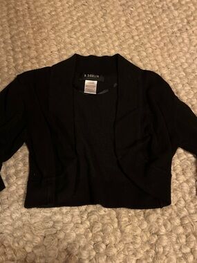 Darling Black Cropped Open-Front Shrug